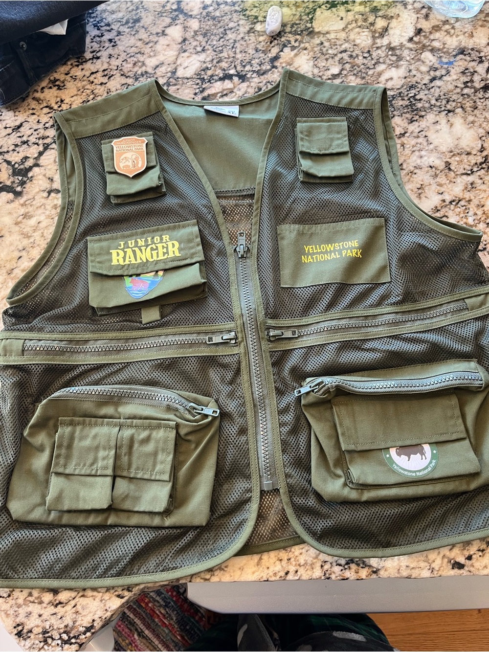 Yellowstone National Park Junior Ranger Olive Green Vest
